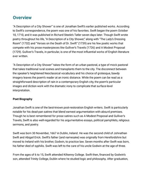 a description of a city shower|A Description of a City Shower Summary .